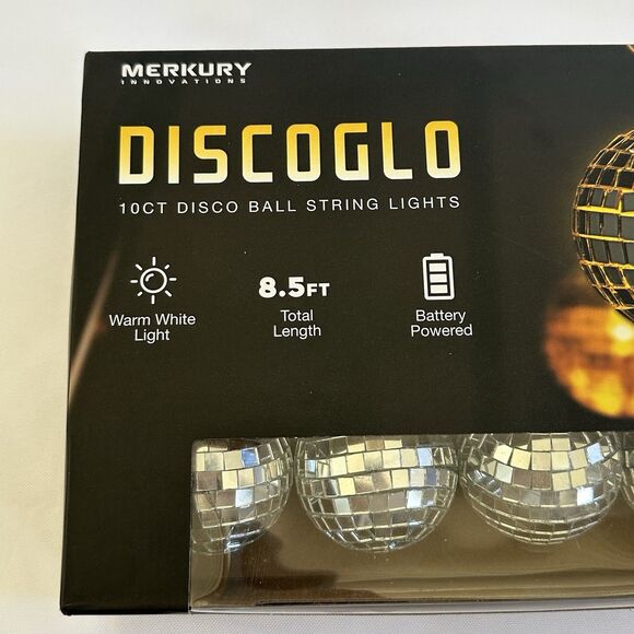 Disco Ball String Lights 10 ct. Warm White 8.5ft. Battery Powered - Picture 2 of 9